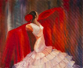 dancer with flowing red cape